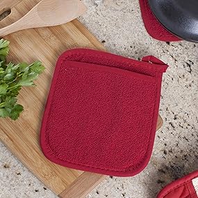 RITZ Terry Potholder & Hot Pad: Unparalleled Heat Resistant, Durable 100% Cotton – Ergonomically Designed for Optimal Grip – Easy-Care Machine Washable – 2-Pack, Paprika