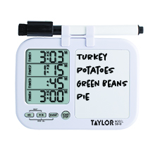 Taylor 5849 Four-Event Digital Timer with Whiteboard for School, Learning, Projects, and Kitchen Tasks, white