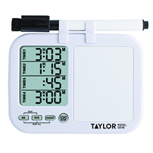 Taylor 5849 Four-Event Digital Timer with Whiteboard for School, Learning, Projects, and Kitchen Tasks, white