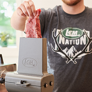 LEM Products BigBite 2-in-1 Jerky Slicer and Tenderizer Attachment for Meat Grinders, Aluminum