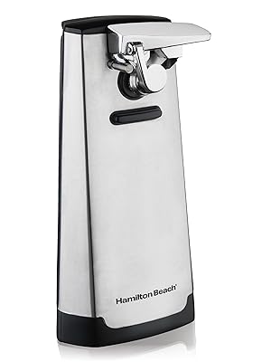 Hamilton Beach Extra-Tall Electric Automatic Can Opener with Easy-Clean Detachable Cutting Lever, Cord Storage, Knife Sharpener, Brushed Stainless Steel (76700)