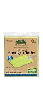 If You Care Sponge Cloths – 5 Count – 100% Natural Cleaning Rags for Kitchen, Bathroom, Home Countertop Surfaces – Absorbent, Reusable, Machine Washable, Compostable