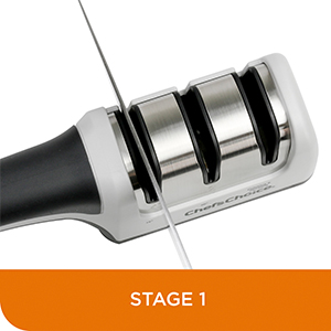 Chef'sChoice Manual Knife Sharpeners for 15- and 20-Degree Straight-Edge and Serrated Knives with Diamond Abrasives Precise Angle Control & Compact Footprint, 2-Stage, Gray