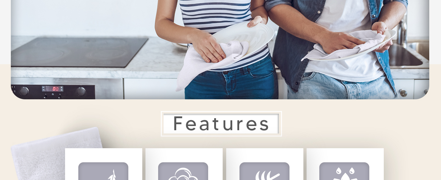 Utopia Towels Kitchen Bar Mops, Pack of 12, 16 by 19 Inches, 100% Cotton Super Absorbent White Towels, Multi-Purpose Cleaning Towels for Home and Kitchen Bars