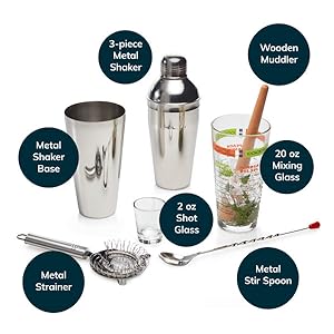 Libbey Mixologist 9-Piece Cocktail Set, Clear, 20 oz (80787)