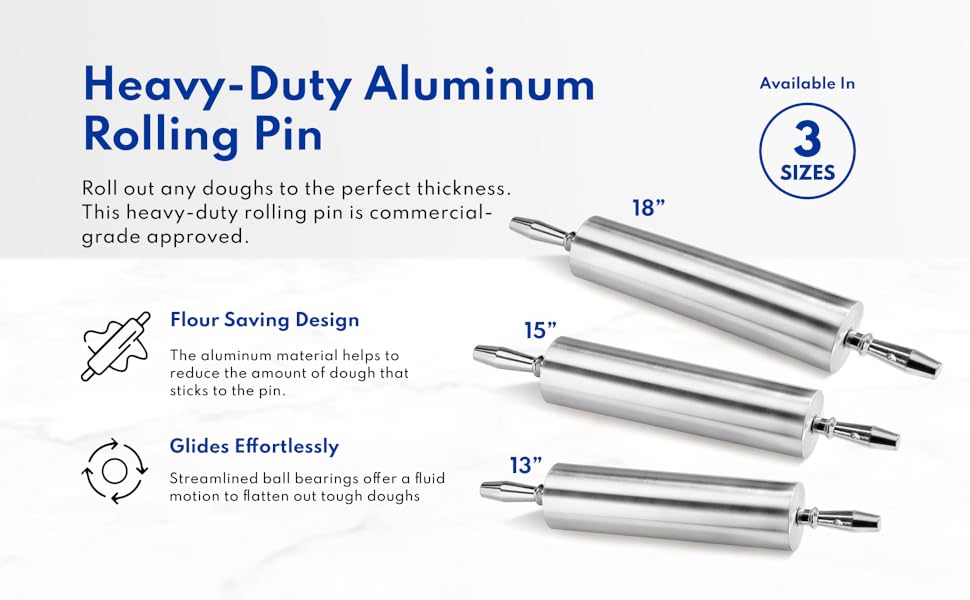 New Star Foodservice Extra Heavy Duty Restaurant Aluminum Rolling Pin, 18