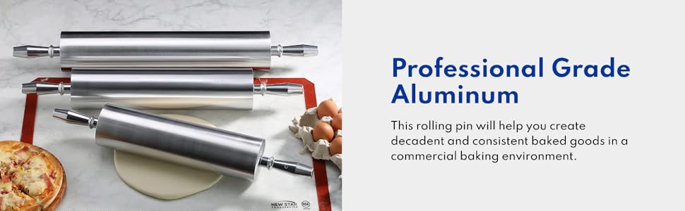 New Star Foodservice Extra Heavy Duty Restaurant Aluminum Rolling Pin, 18