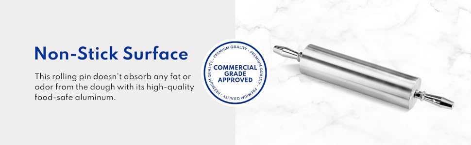 New Star Foodservice Extra Heavy Duty Restaurant Aluminum Rolling Pin, 18