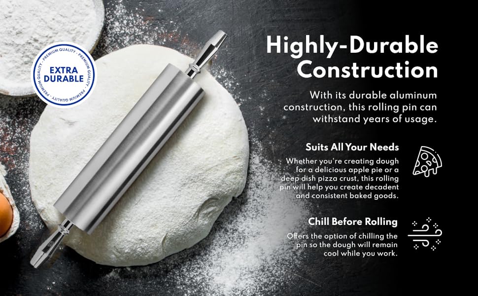 New Star Foodservice Extra Heavy Duty Restaurant Aluminum Rolling Pin, 18