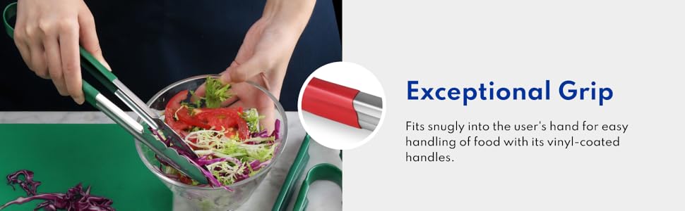 New Star Foodservice 35773 12-Inch Utility Spring Tongs, Stainless Steel, Vinyl Coated, Set of 12, Red