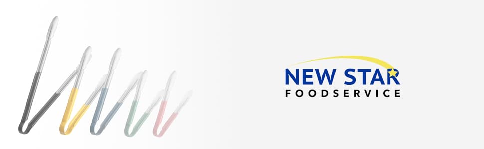 New Star Foodservice 35773 12-Inch Utility Spring Tongs, Stainless Steel, Vinyl Coated, Set of 12, Red