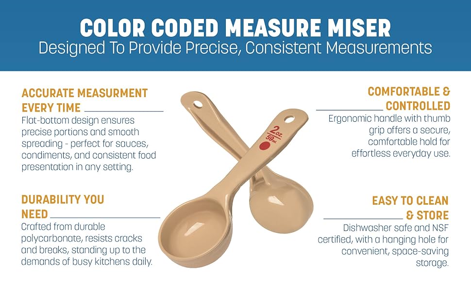 Carlisle FoodService Products Measure Miser Plastic Measuring Spoon with Short Handle, 2 Ounces, Beige, 1 Count (Pack of 1)