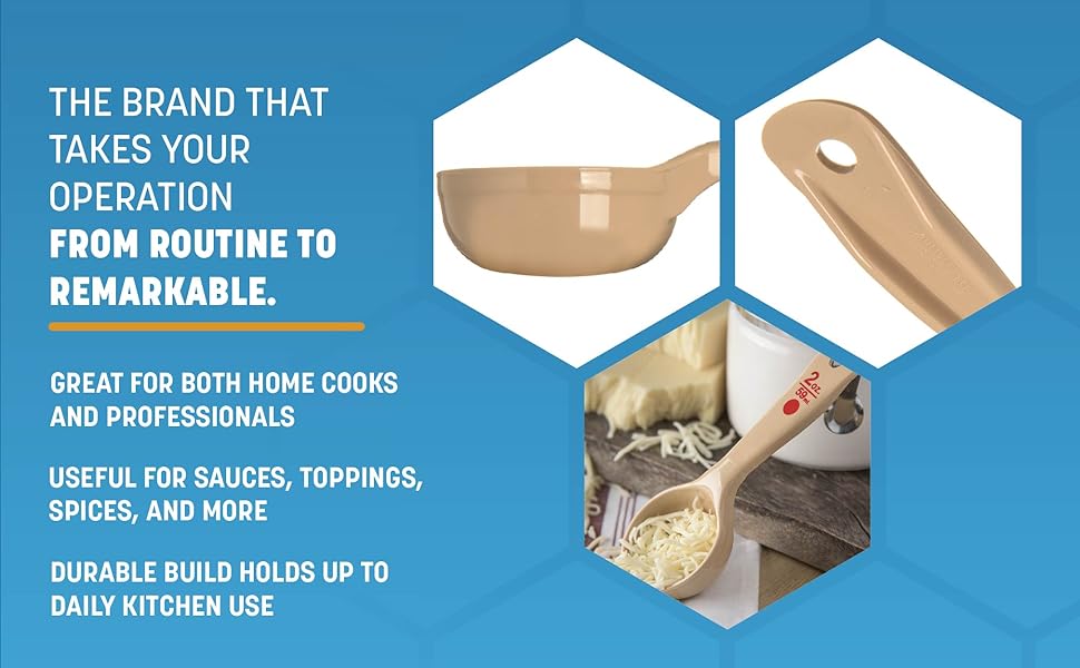 Carlisle FoodService Products Measure Miser Plastic Measuring Spoon with Short Handle, 2 Ounces, Beige, 1 Count (Pack of 1)