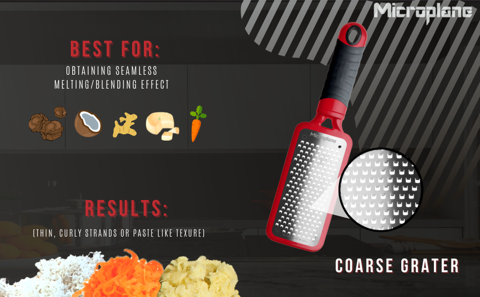 Microplane Home Series Multipurpose Coarse Grater - Easy to Use, Perfect for Everyday Cooking (Black)