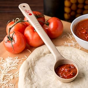 Carlisle FoodService Products Measure Miser Plastic Perforated Measuring Spoon with Short Handle, 4 Ounces, Beige