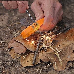 Smith’s 50364 Pocket Pal X2 Sharpener & Outdoors Tool – Yellow – Coarse and Fine – LED Light – Fire Starter – Signal Whistle - Compass