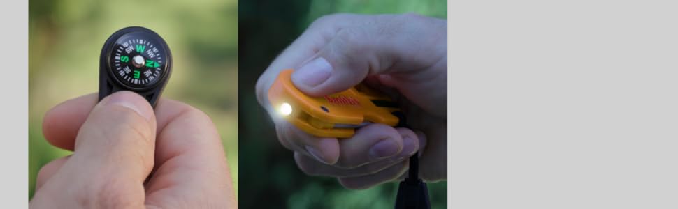 Smith’s 50364 Pocket Pal X2 Sharpener & Outdoors Tool – Yellow – Coarse and Fine – LED Light – Fire Starter – Signal Whistle - Compass