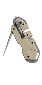 Smith’s 50364 Pocket Pal X2 Sharpener & Outdoors Tool – Yellow – Coarse and Fine – LED Light – Fire Starter – Signal Whistle - Compass