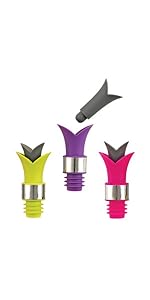 Assorted Lily Wine Pourer and Stoppers by True