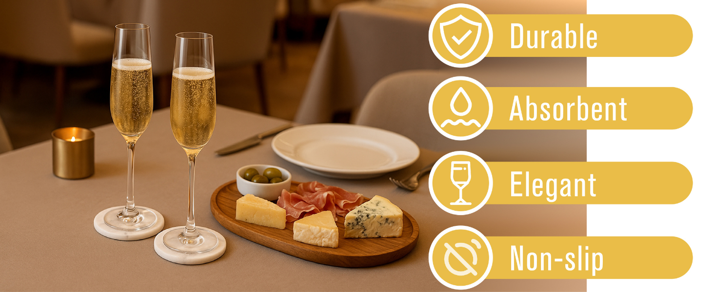 Creative Home Set of 4 Genuine Marble Drink Coasters – 4