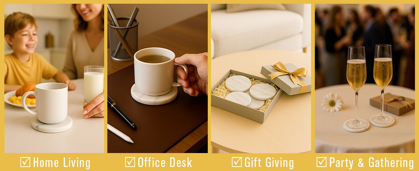 Creative Home Set of 4 Genuine Marble Drink Coasters – 4