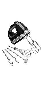 KitchenAid 9-Speed Digital Hand Mixer with Turbo Beater II Accessories and Pro Whisk - Contour Silver