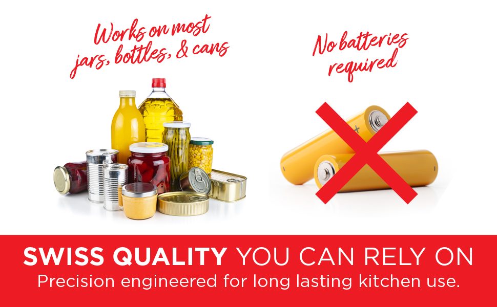 Kuhn Rikon Auto Safety Master Opener for Cans, Bottles and Jars, 9 x 2.75 inches, Black