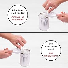 Starfrit Little Beaver Can Opener - Safe - Holds and Leaves No Sharp Edges on Lid - Comfort Grip - 3 year warranty - White