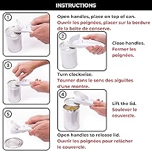 Starfrit Little Beaver Can Opener - Safe - Holds and Leaves No Sharp Edges on Lid - Comfort Grip - 3 year warranty - White