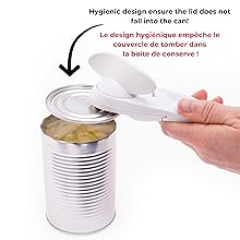 Starfrit Little Beaver Can Opener - Safe - Holds and Leaves No Sharp Edges on Lid - Comfort Grip - 3 year warranty - White