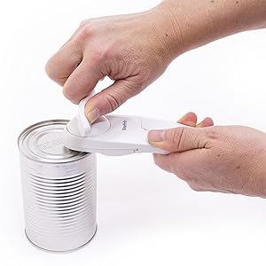 Starfrit Little Beaver Can Opener - Safe - Holds and Leaves No Sharp Edges on Lid - Comfort Grip - 3 year warranty - White