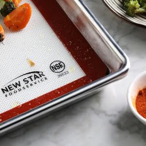 New Star Foodservice Commercial 18-Gauge Aluminum Sheet Pan & Silicone Baking Mat Set, 9 x 13 inch (Quarter Size)