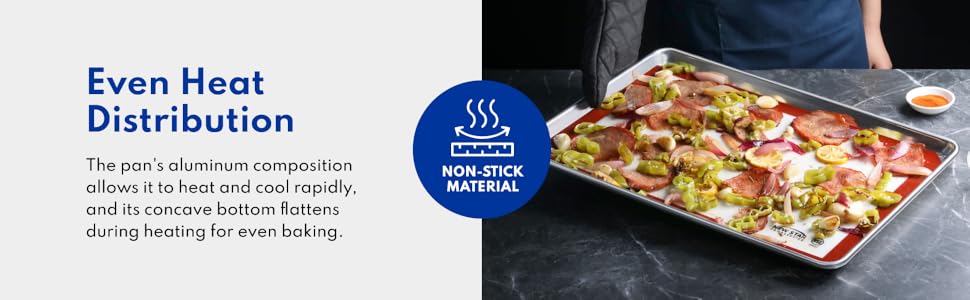 New Star Foodservice Commercial 18-Gauge Aluminum Sheet Pan & Silicone Baking Mat Set, 9 x 13 inch (Quarter Size)