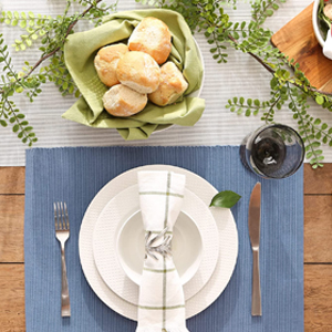 DII Basic Everyday Ribbed Tabletop 100% Cotton, Placemat Set, 13x19, Dark Green, 6 Piece