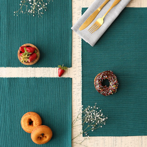 DII Basic Everyday Ribbed Tabletop 100% Cotton, Placemat Set, 13x19, Dark Green, 6 Piece