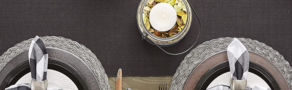 DII Basic Everyday Ribbed Tabletop 100% Cotton, Placemat Set, 13x19, Dark Green, 6 Piece