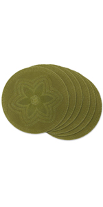 DII Basic Everyday Ribbed Tabletop 100% Cotton, Placemat Set, 13x19, Dark Green, 6 Piece