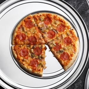 New Star Foodservice 51049 Restaurant-Grade Aluminum Pizza Pan, Baking Tray, Coupe Style, 16-Inch, Pack of 6