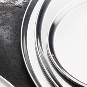 New Star Foodservice 51049 Restaurant-Grade Aluminum Pizza Pan, Baking Tray, Coupe Style, 16-Inch, Pack of 6