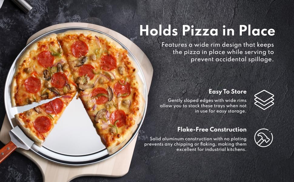 New Star Foodservice 51049 Restaurant-Grade Aluminum Pizza Pan, Baking Tray, Coupe Style, 16-Inch, Pack of 6