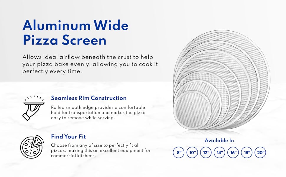 New Star Foodservice Restaurant-Grade Seamless Aluminum Pizza Baking Screen, 18 Inch