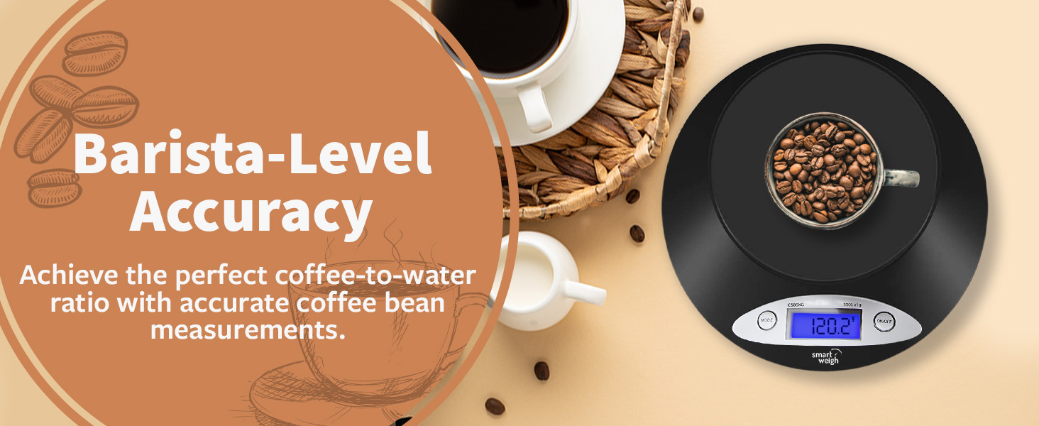 Smart Weigh Digital Kitchen Scale with Removable Bowl – 11lb/5kg Capacity, 0.1oz/1g Precision – High Accuracy Food Scale for Baking, Cooking & Meal Prep (Black)