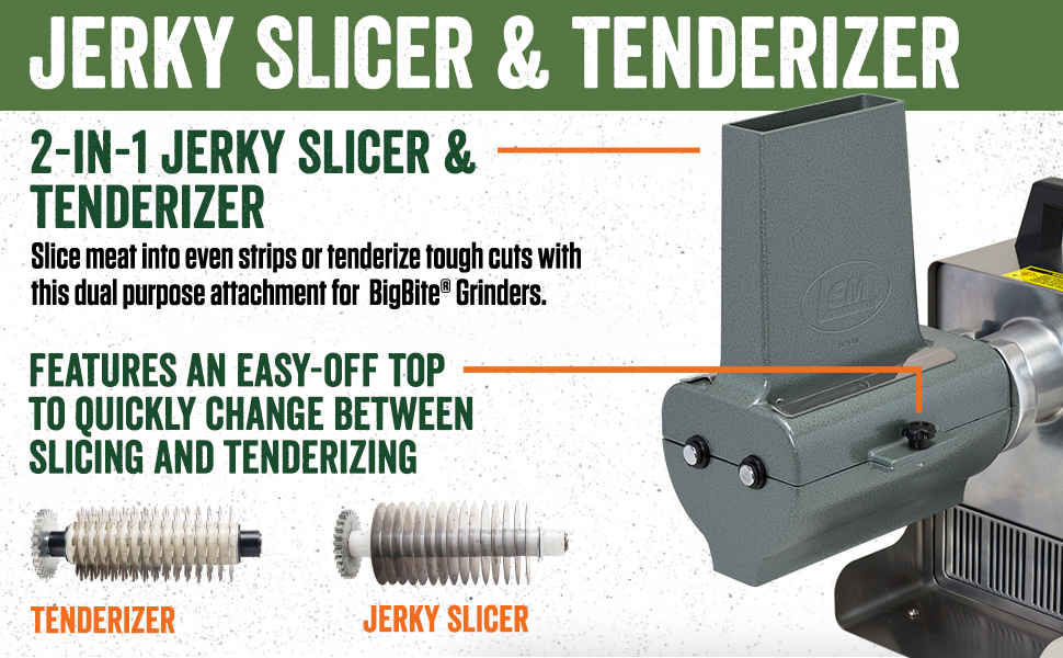 LEM Products BigBite 2-in-1 Jerky Slicer and Tenderizer, Aluminum and Stainless Steel