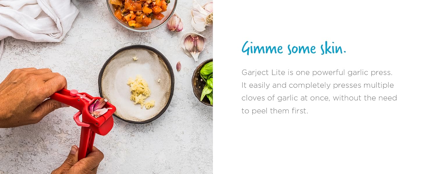 Dreamfarm Garject Lite 2-In-1 Garlic Peeler, Garlic Press & Mincer with Garlic Peel Ejector, Nylon - Black