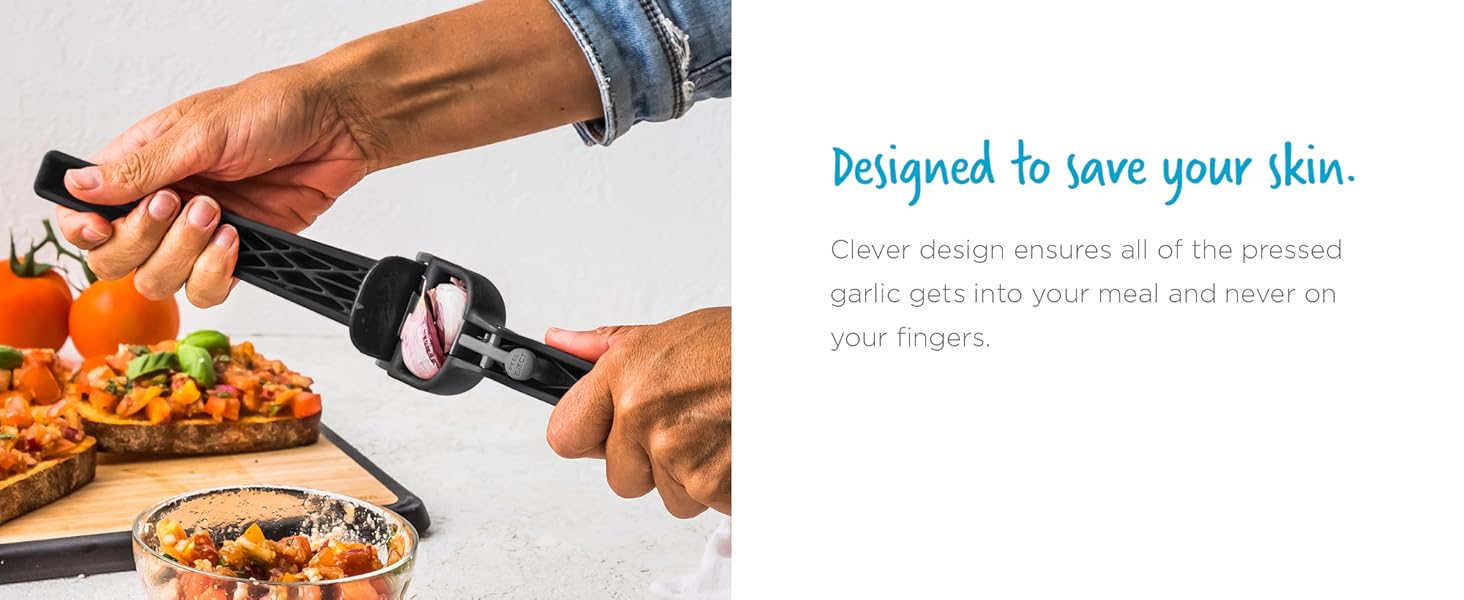 Dreamfarm Garject Lite 2-In-1 Garlic Peeler, Garlic Press & Mincer with Garlic Peel Ejector, Nylon - Black