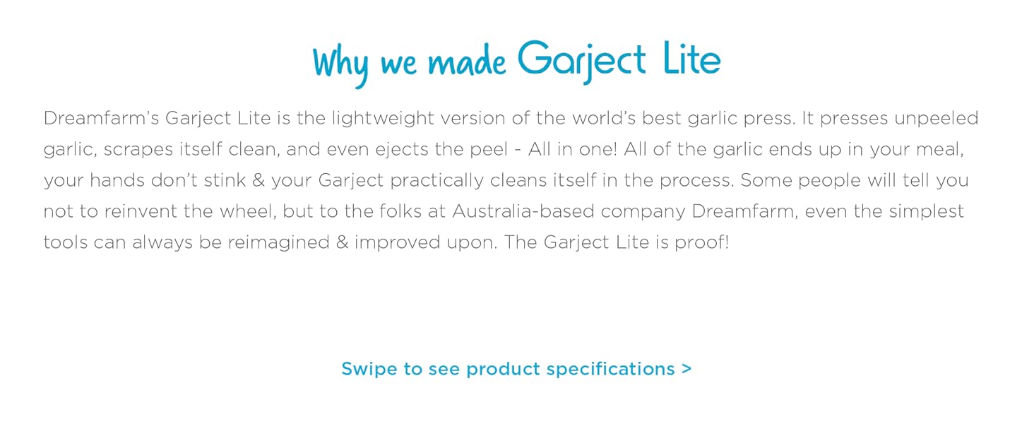 Dreamfarm Garject Lite 2-In-1 Garlic Peeler, Garlic Press & Mincer with Garlic Peel Ejector, Nylon - Black