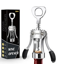 IPOW Wine Opener, Zinc Alloy Wine Bottle Opener, Wing Corkscrew Heavy Duty, Manual Multifunctional Cork Screw for Waiter, Silver