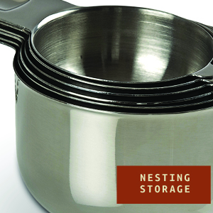 Bellemain One-Piece Stainless Steel Measuring Cups Set of 6 – Nesting Metal Measuring Cups for Kitchen – Dry & Liquid Measurements (ML & OZ), Rust-Resistant, Dishwasher Safe, Ergonomic Design