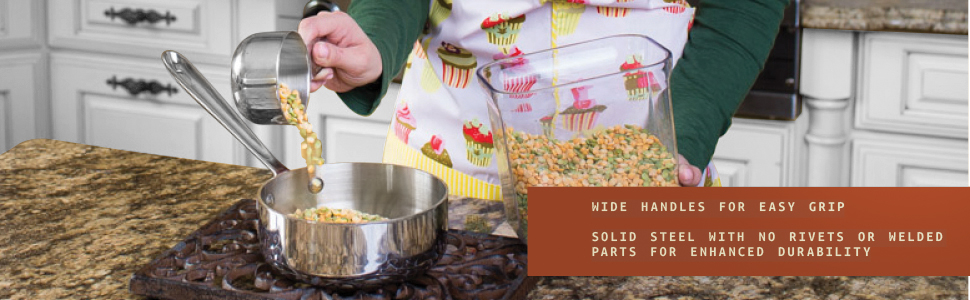 Bellemain One-Piece Stainless Steel Measuring Cups Set of 6 – Nesting Metal Measuring Cups for Kitchen – Dry & Liquid Measurements (ML & OZ), Rust-Resistant, Dishwasher Safe, Ergonomic Design