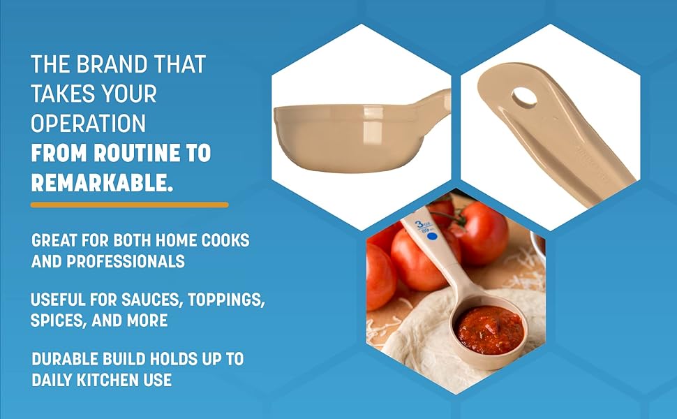 Carlisle FoodService Products Measure Miser Plastic Measuring Spoon with Short Handle, 3 Ounces, Beige